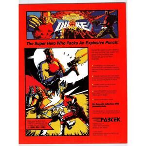 1989 Dynamite Duke Arcade Game Flyer by FABTEK Vintage Promo